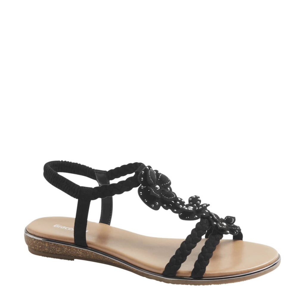Graceland   sandalen met studs zwart