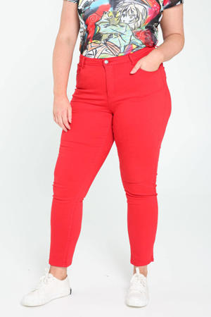 cropped regular waist slim fit jeans rood