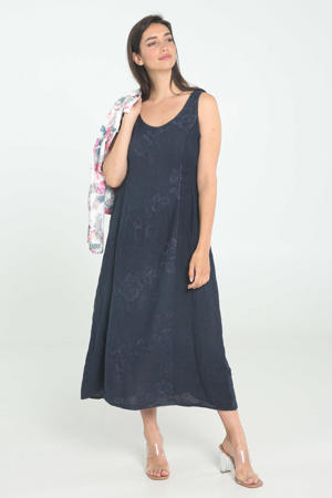 gebloemde jurk donkerblauw