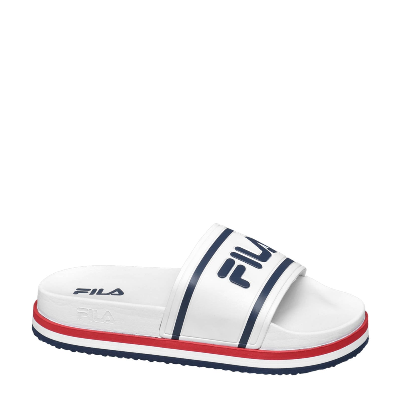 Fila badslippers wit/blauw/rood | wehkamp