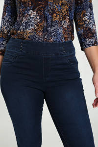 Donkerblauwe dames Cassis high waist skinny jegging van stretchdenim met elastische tailleband
