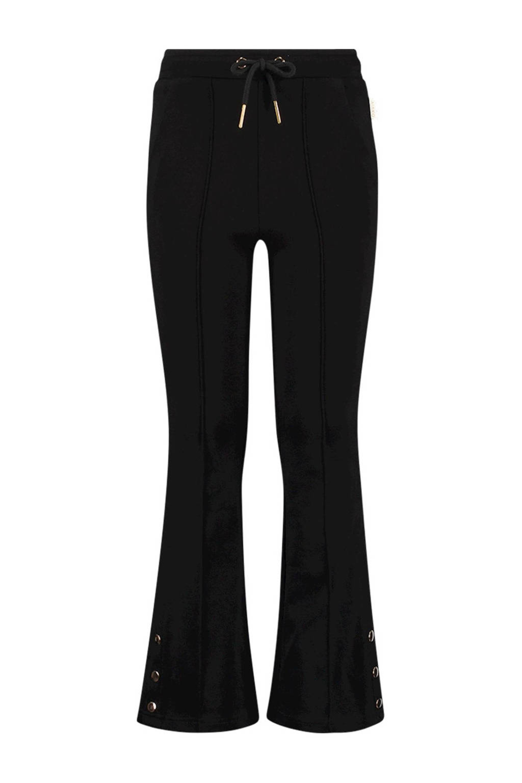 Zwarte meisjes AI&KO flared broek Silina van viscose met regular waist en elastische tailleband