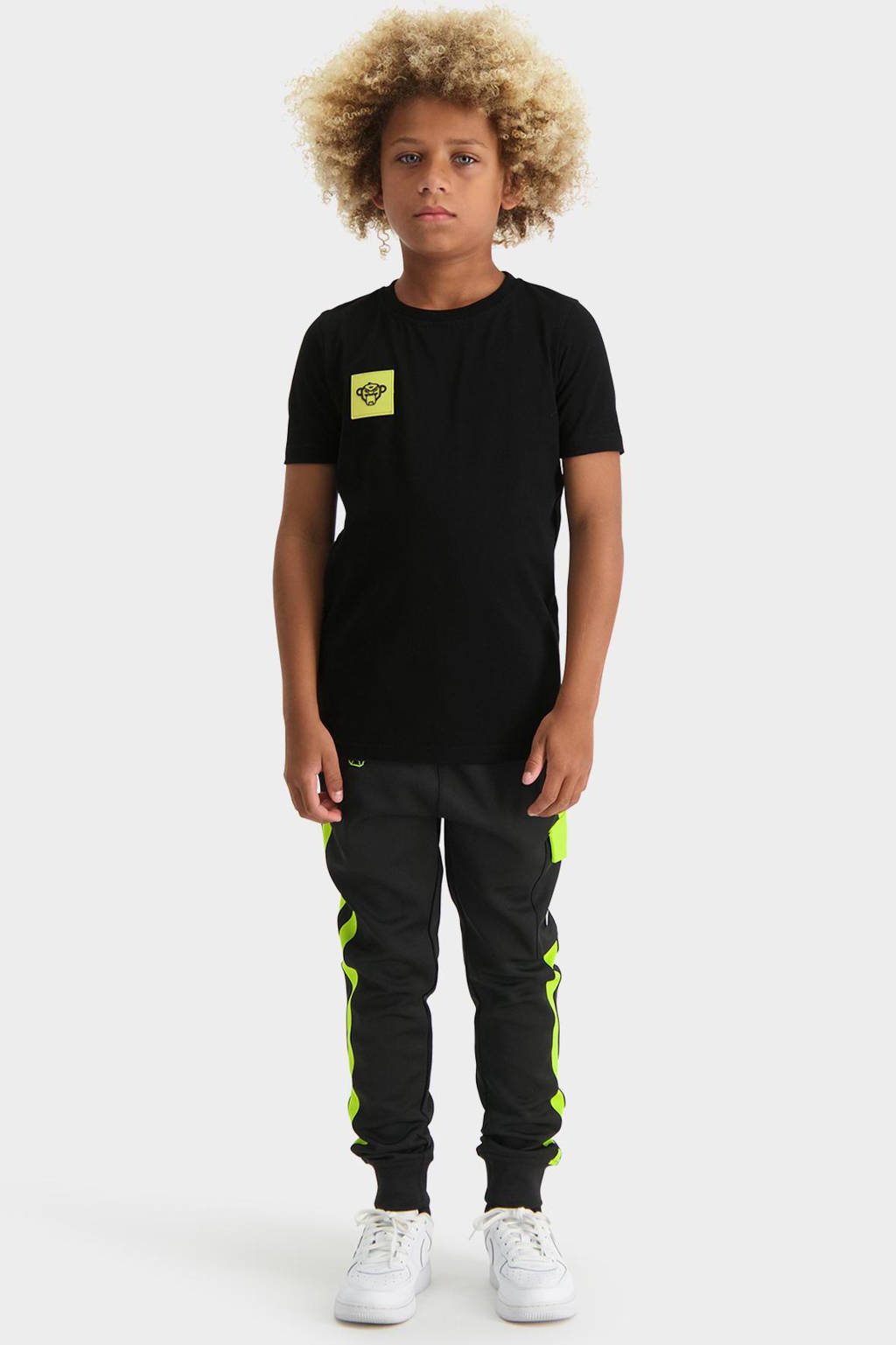 Zwarte jongens en meisjes BLACK BANANAS unisex T-shirt Funky Monkey van katoen met printopdruk, lange mouwen en ronde hals