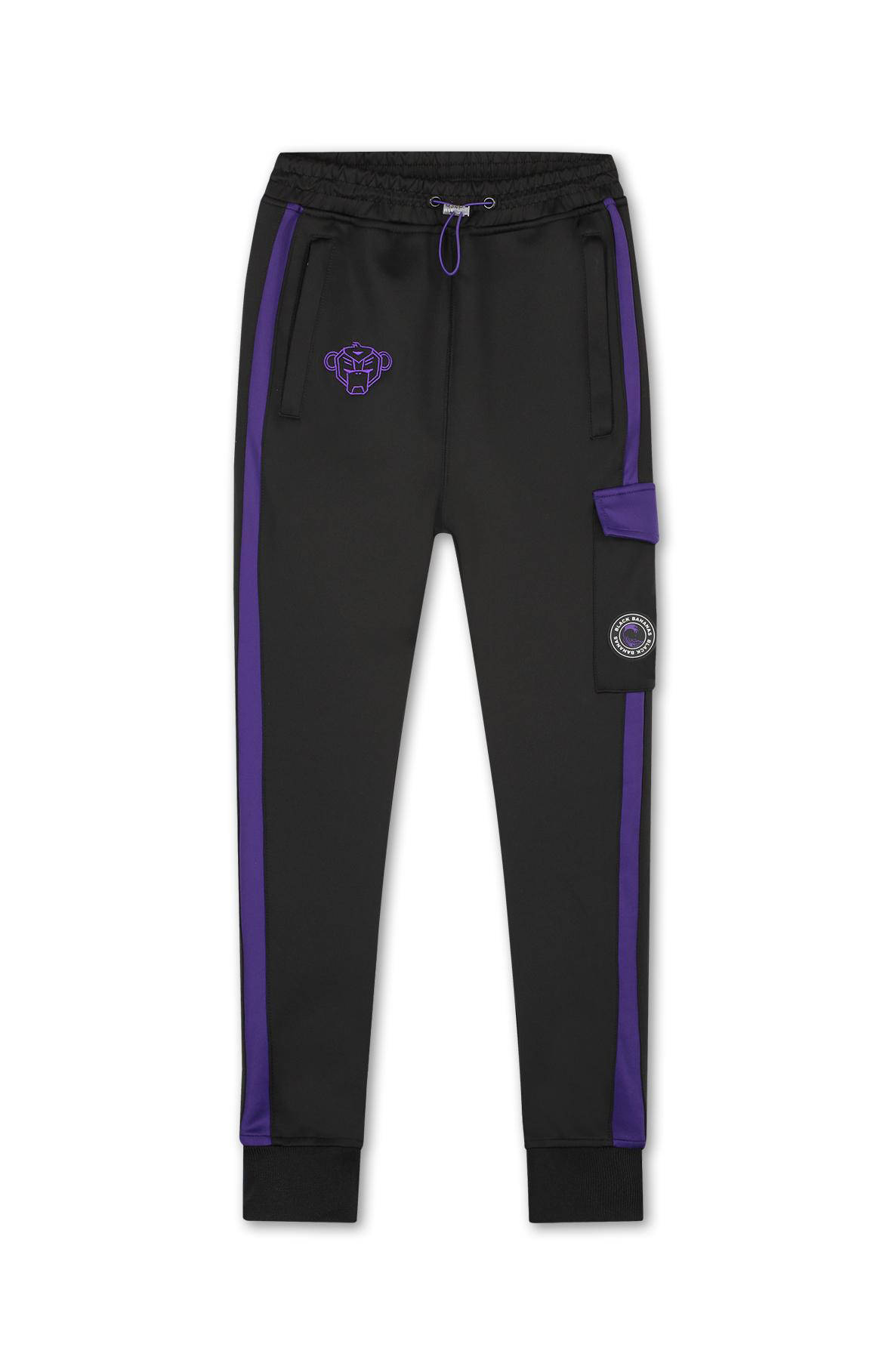 BLACK BANANAS unisex skinny broek met logo zwart/paars | wehkamp