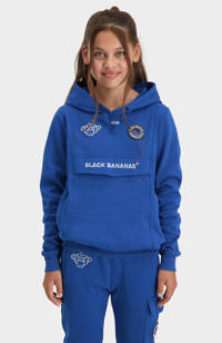 Blauwe jongens en meisjes BLACK BANANAS unisex hoodie van sweat materiaal met logo dessin, lange mouwen en capuchon