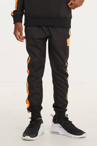 BLACK BANANAS unisex skinny broek met logo zwart/oranje, Zwart/oranje