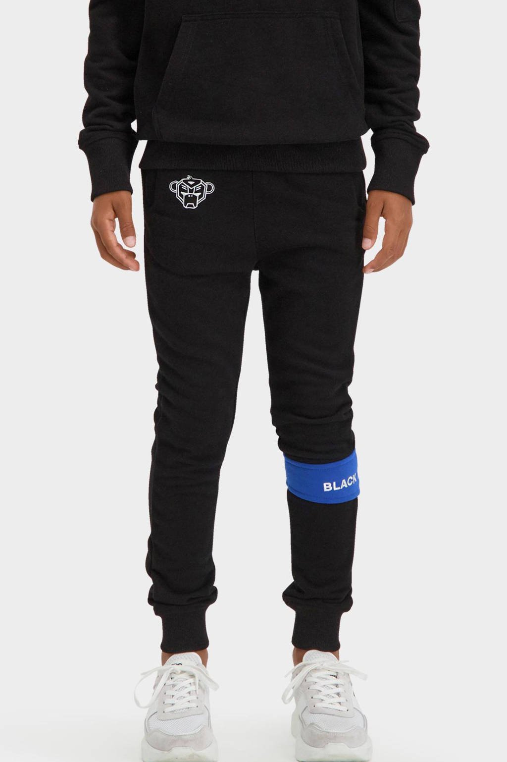 BLACK BANANAS unisex regular fit broek met logo zwart/blauw, Zwart/blauw