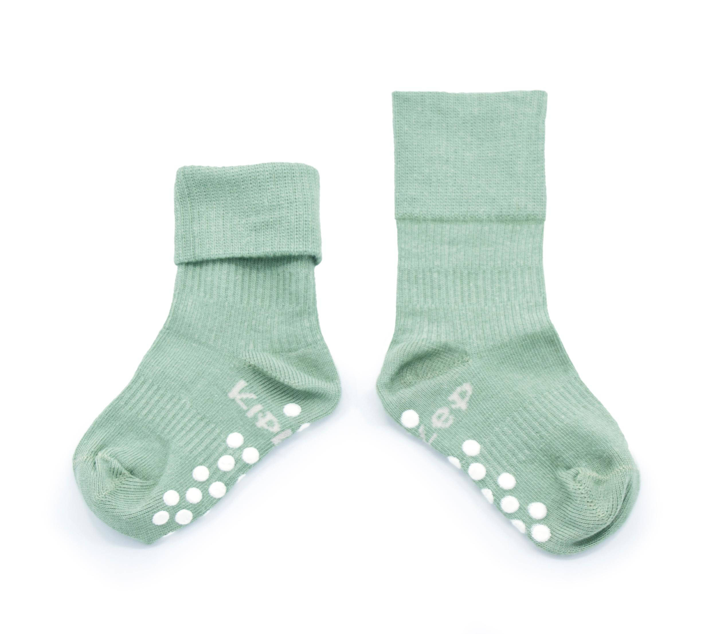 KipKep Blijf-Sokjes met anti-slip nopjes 12-18 mnd groen Sokken Katoen 12-18 mnd