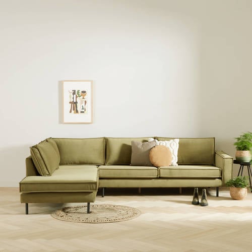 NOUS Living hoekbank links Lexington - Mosgroen (velours)