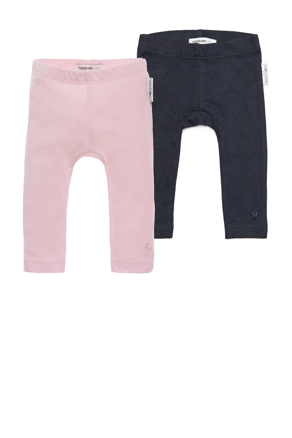 Set van 2 roze en donkerblauwe meisjes Noppies legging van stretchkatoen met regular waist en elastische tailleband