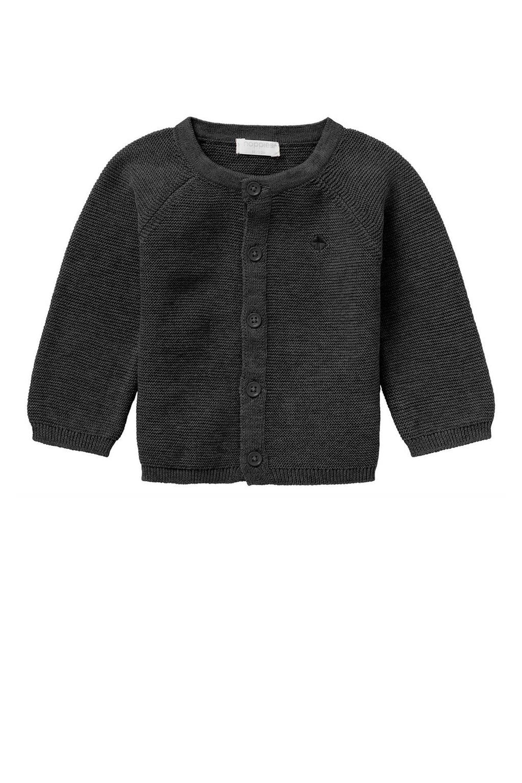 Antraciete jongens en meisjes Noppies baby baby vest Naga van katoen met effen, lange mouwen, ronde hals en drukknoopsluiting