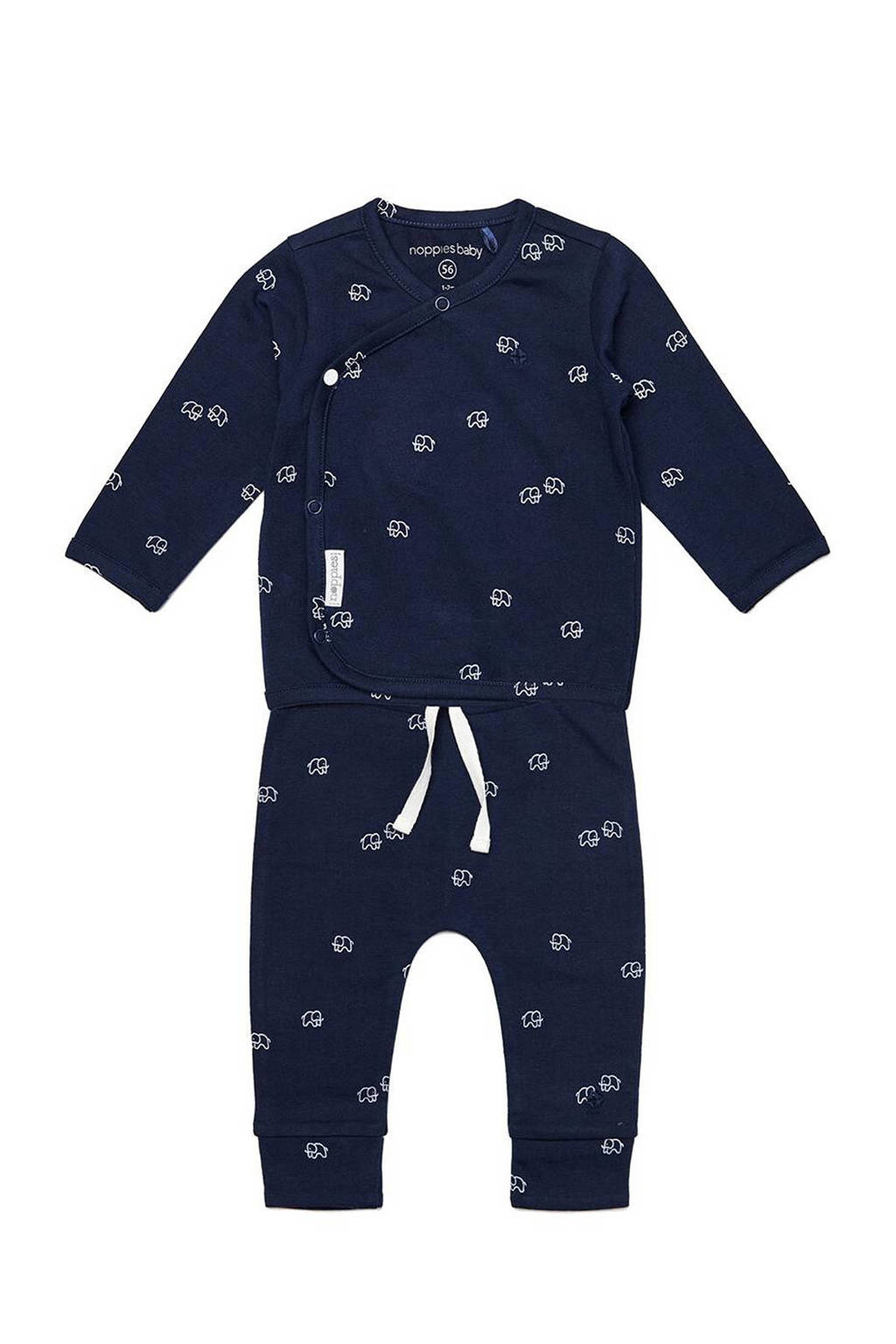 Noppies longsleeve + broek donkerblauw