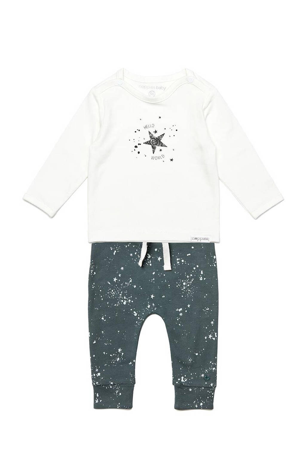 Noppies longsleeve + broek wit/antraciet