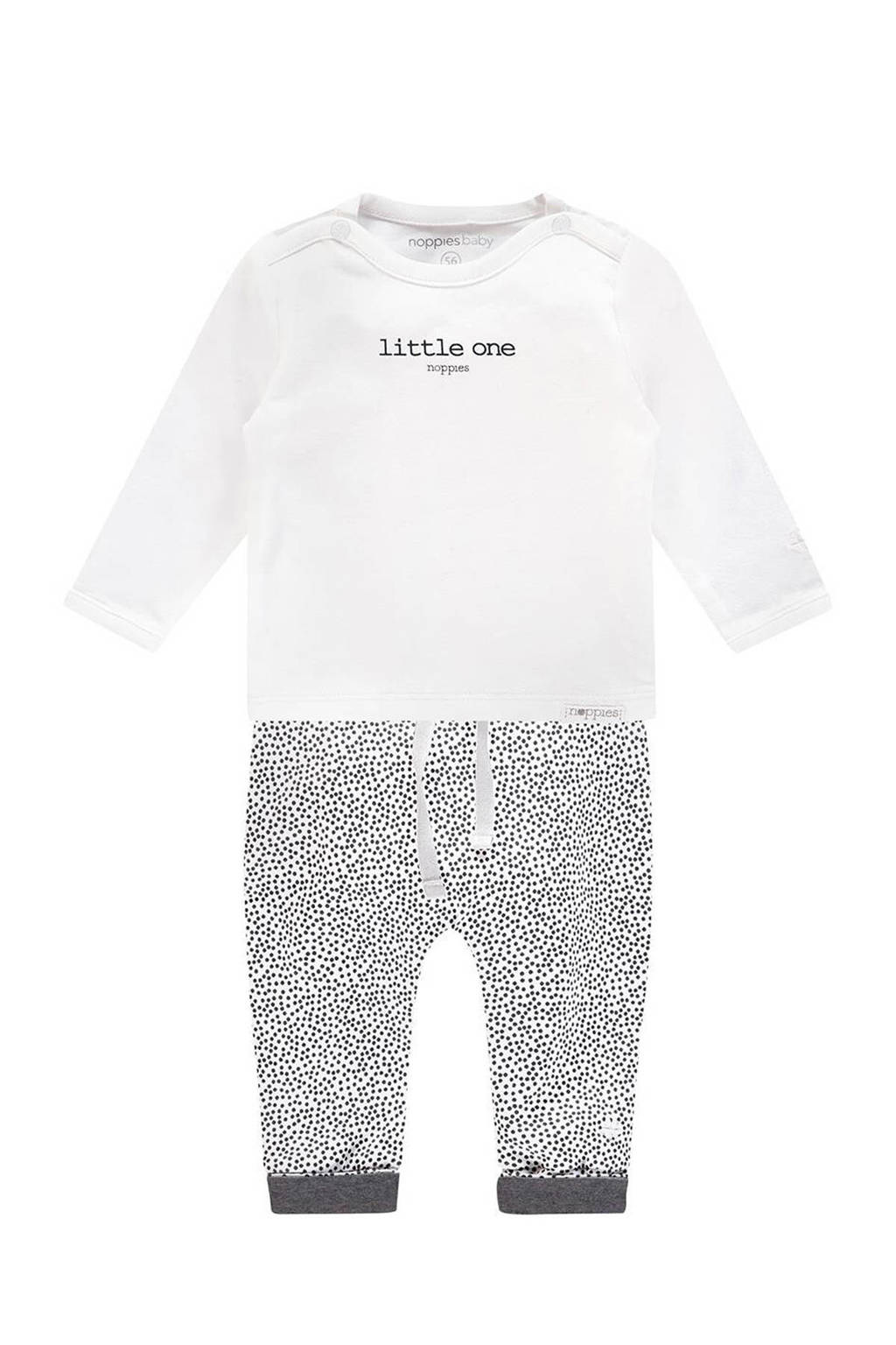 Noppies longsleeve + broek wit/zwart, Wit
