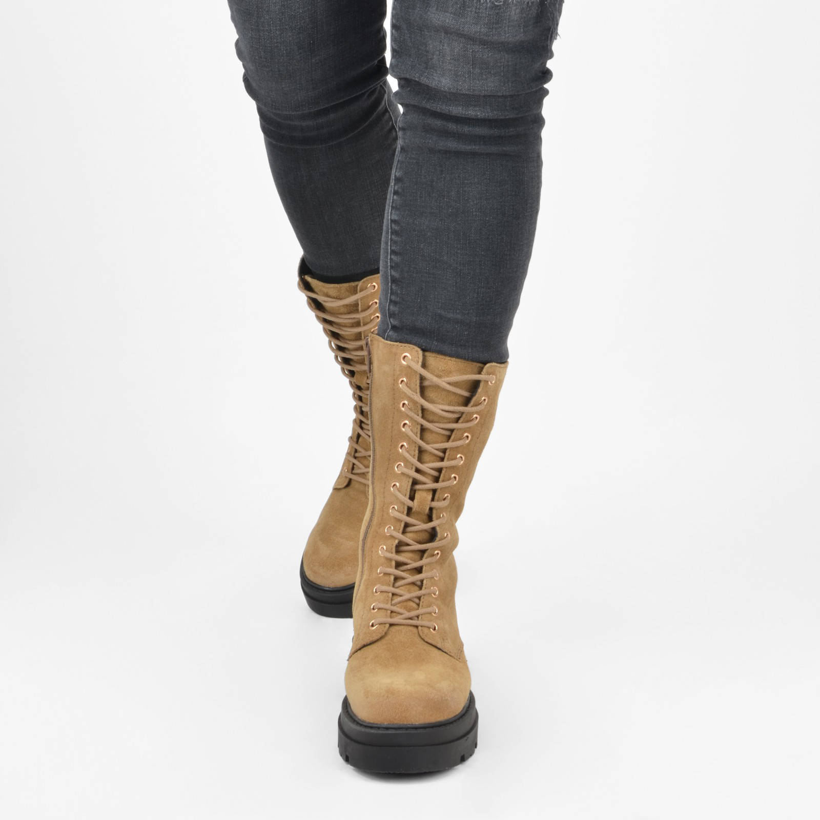 PS Poelman Loki hoge leren veterboots camel | wehkamp