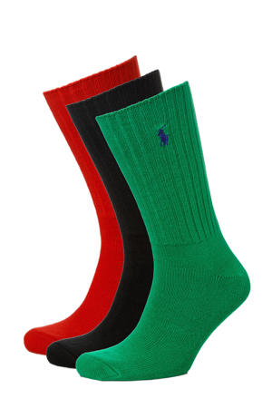 sokken - set van 3 rood/groen/zwart