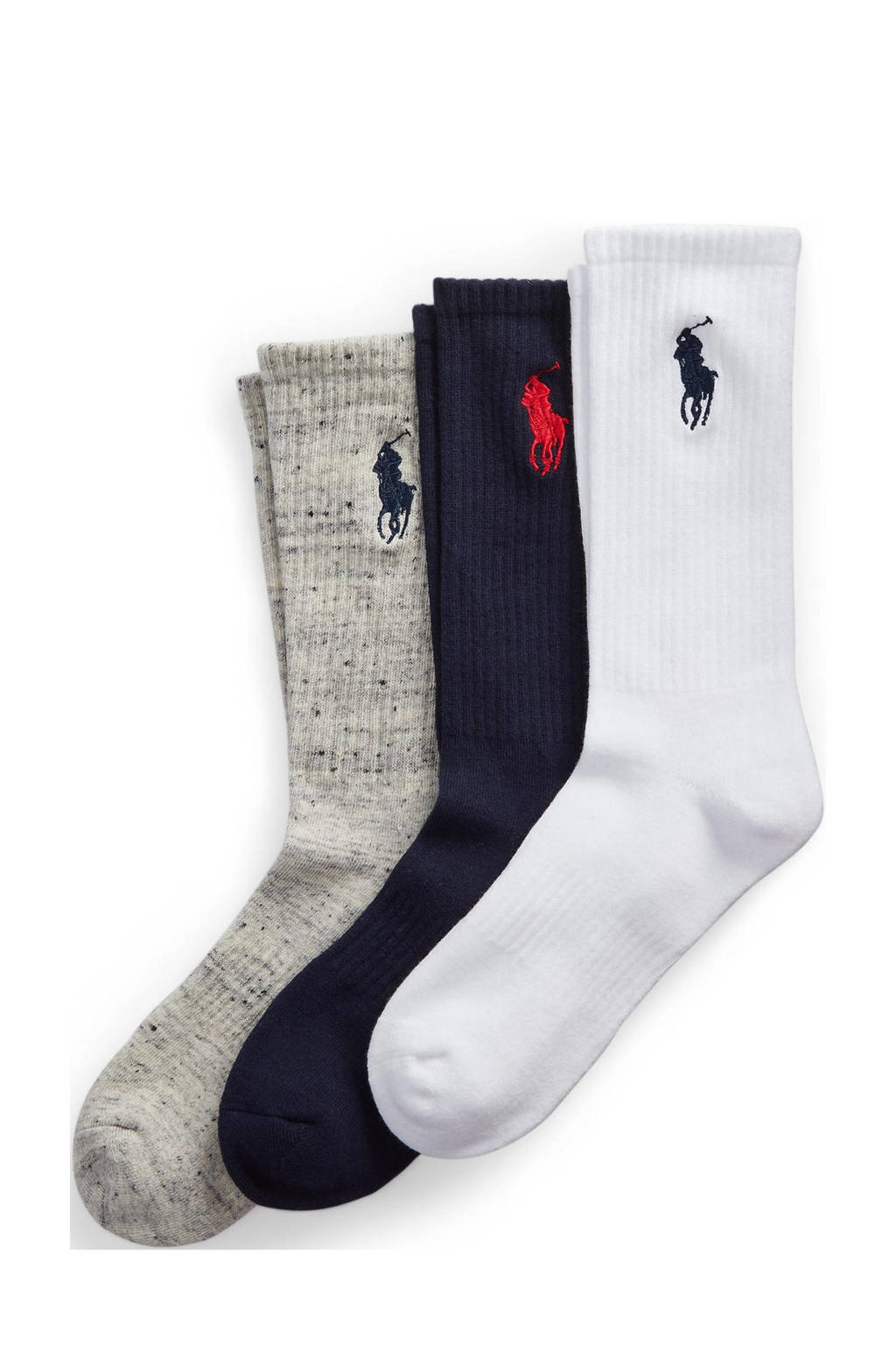 POLO Ralph Lauren sokken - set van 3 wit/blauw/grijs, Wit/blauw/grijs