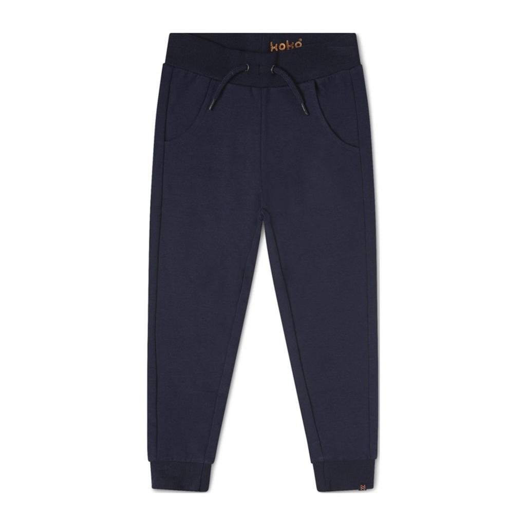 Donkerblauwe meisjes Koko Noko joggingbroek Nikki van stretchkatoen met regular waist, elastische tailleband en effen