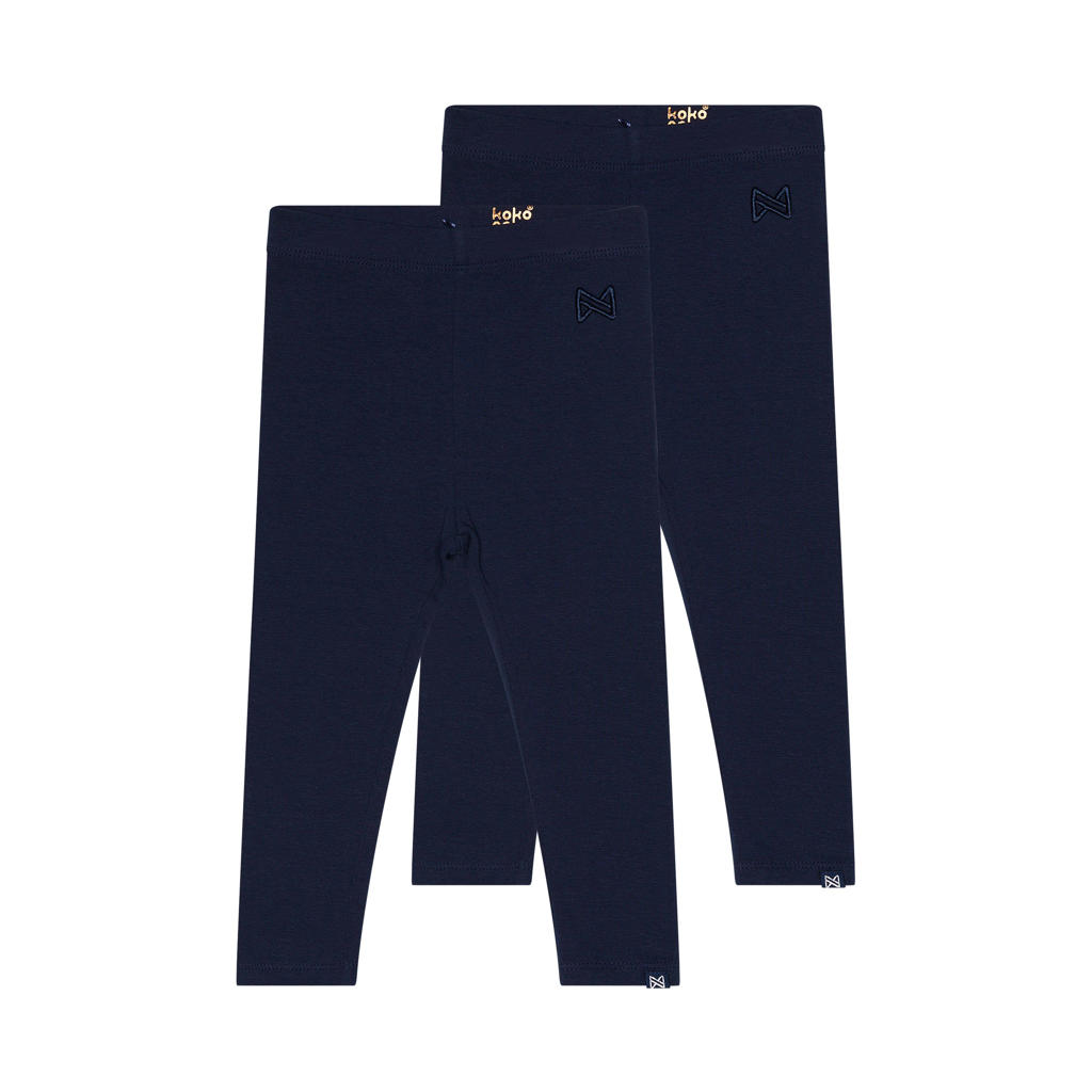 Set van 2 donkerblauwe meisjes Koko Noko legging Nadia van stretchkatoen met elastische tailleband en effen