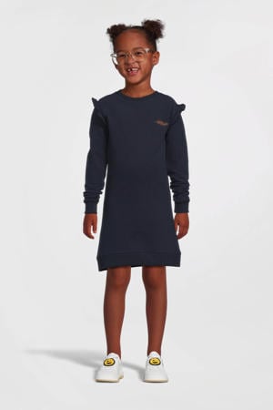 sweatjurk Nena met tekst en ruches donkerblauw