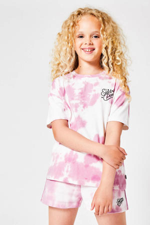 tie-dye T-shirt Elise roze/wit