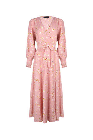gebloemde wikkeljurk Stella lichtroze