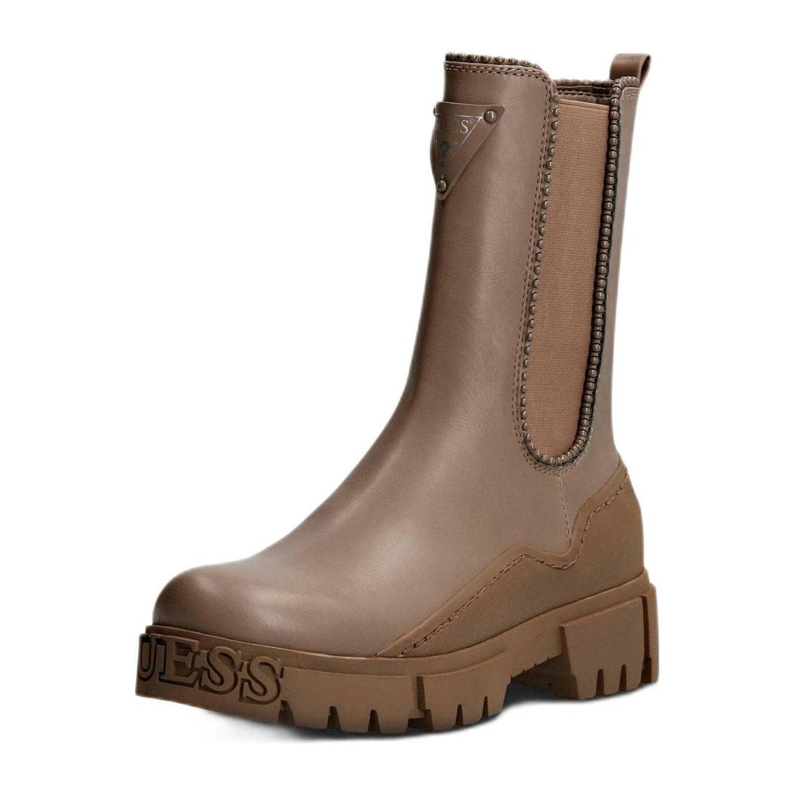 GUESS NAHALLA hoge chelsea boots met studs bruin | wehkamp