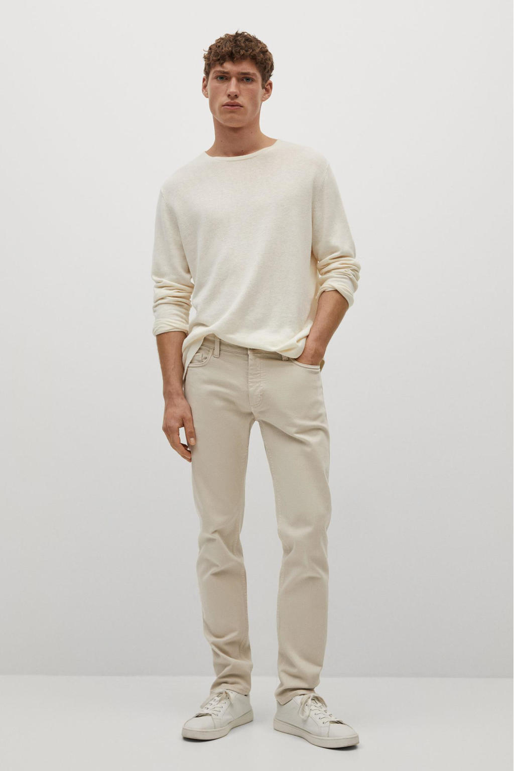 Mango Man slim fit broek lichtbeige
