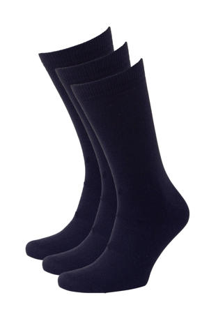 wollen sokken - donkerblauw (set van 3)