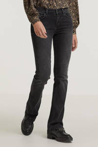 Zwarte dames LTB flared jeans Fallon van stretchdenim met regular waist en rits- en knoopsluiting