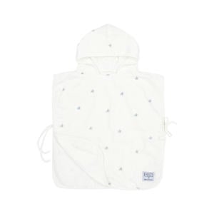 X Mrs. Keizer hydrofiele badponcho Ibiza wit/denim