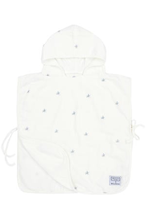 X Mrs. Keizer hydrofiele badponcho Ibiza wit/denim