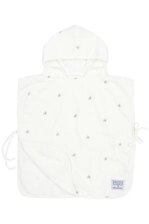 X Mrs. Keizer hydrofiele badponcho Ibiza wit/denim