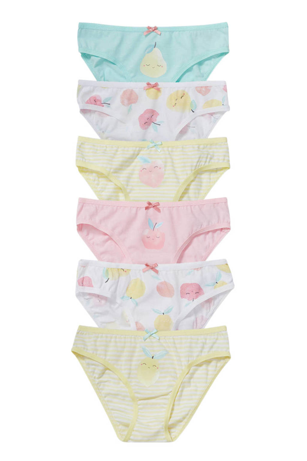 C&A Palomino slip - set van 6 geel/wit/roze/groen, Geel/wit/roze/groen