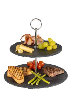 Etagere - Serveertoren - Leisteen - ø 20 & 22 cm - 2 Laags