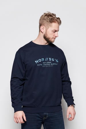 North 56.4 sweater Plus Size met logo donkerblauw