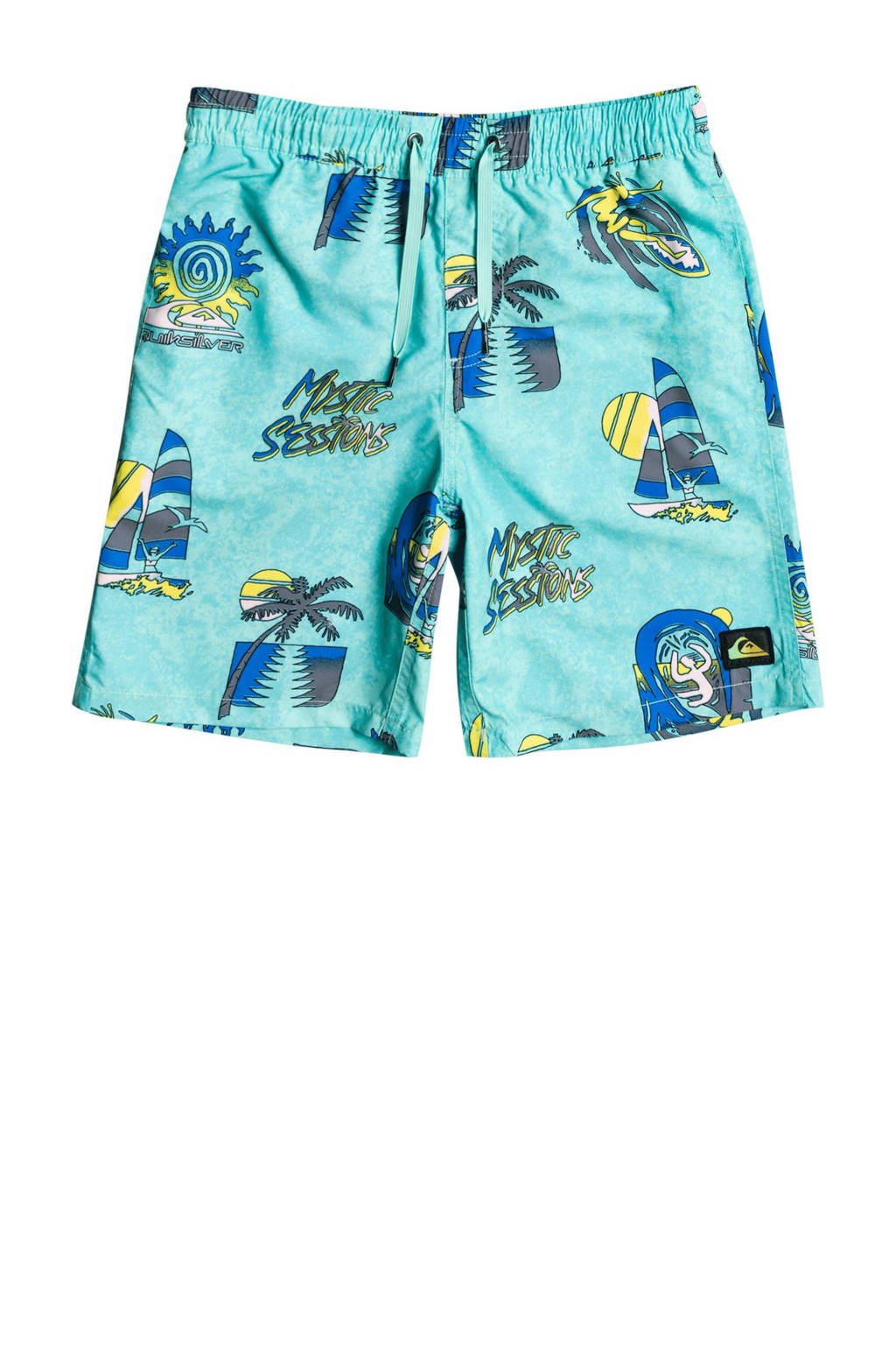 Quiksilver zwemshort Island Pulse met all over print lichtblauw/blauw/geel, Lichtblauw/blauw/geel