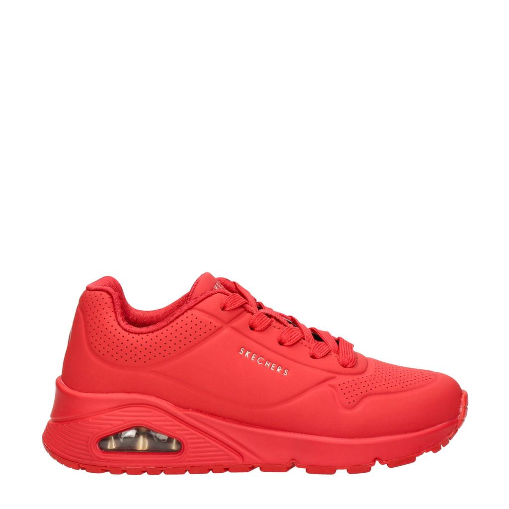 Rode meisjes Skechers Uno sneakers van imitatieleer met veters