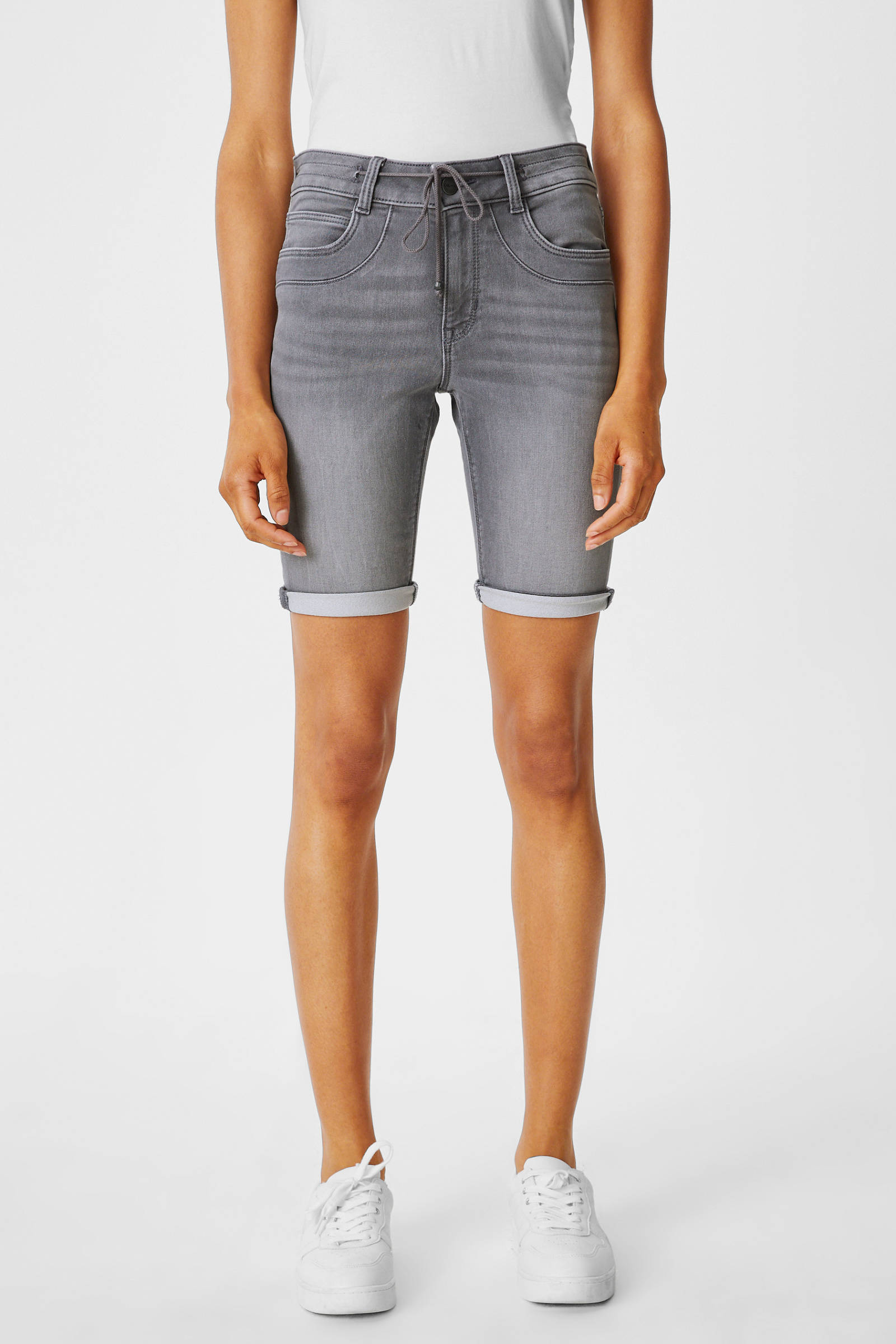 C\u0026A slim fit bermuda jeans grijs | wehkamp