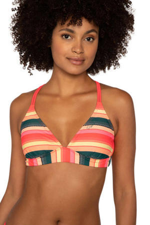 gestreepte triangel bikini Superbel roze/petrol