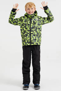 Groen, geel en zwarte jongens WE Fashion Alphard ski-jack van polyester met all over print en ritssluiting