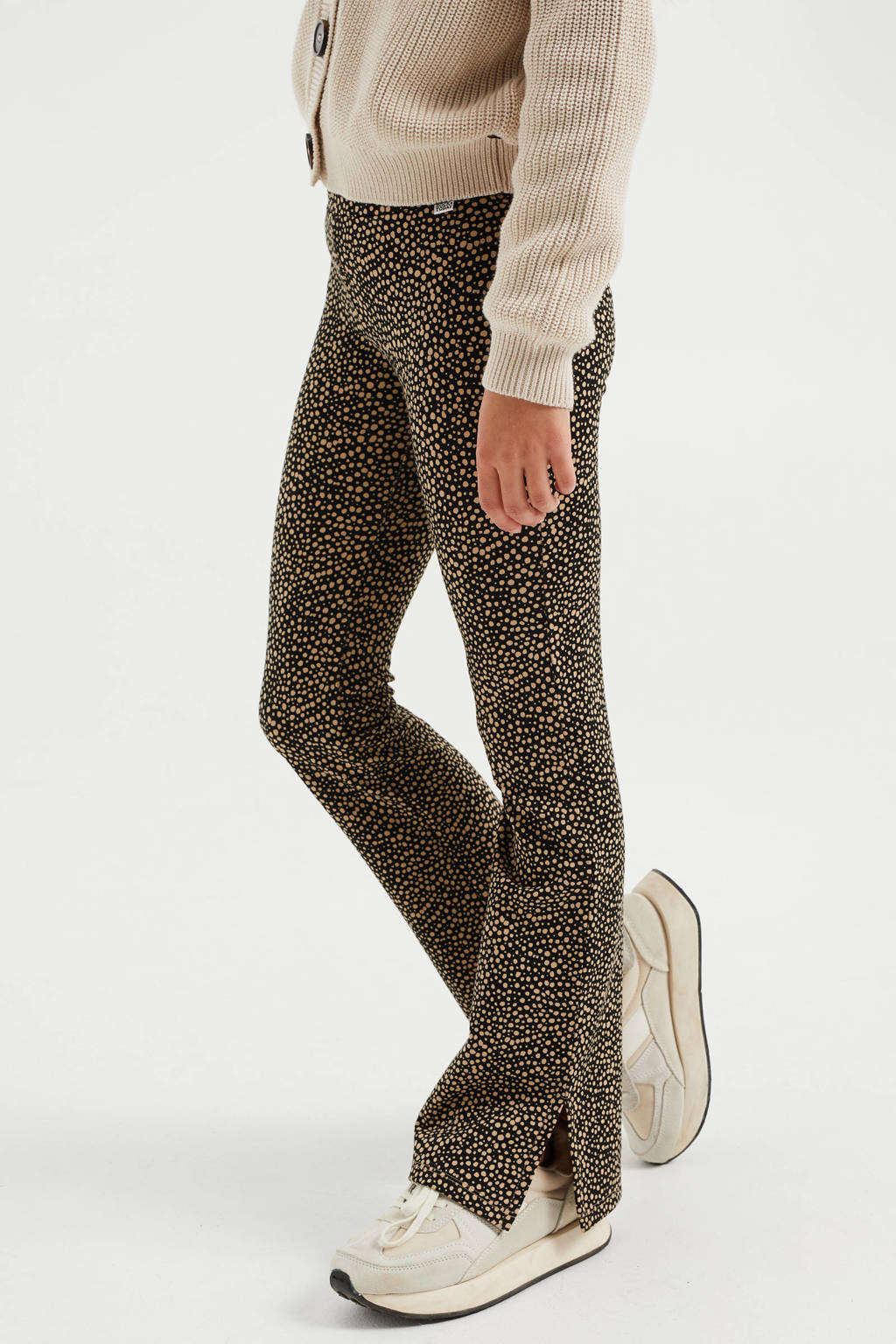 Aankoop Redelijk Lijkt op WE Fashion flared broek met stippen bruin/zwart | wehkamp