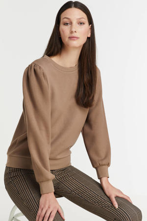 sweater Ima  met plooien bruin