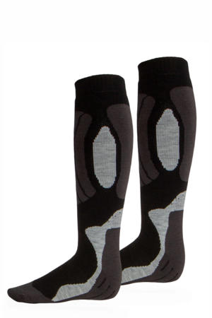 skisokken zwart/grijs (set van 2)