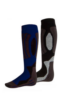 Rucanor skisokken zwart/donkerblauw/grijs (set van 2), donkerblauw/zwart/grijs