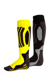 Rucanor skisokken zwart/geel/grijs (set van 2), Geel/zwart/grijs