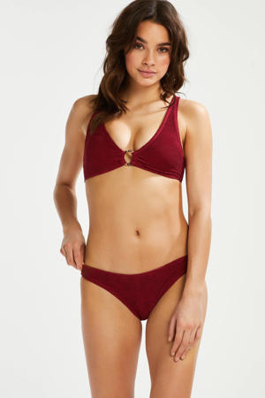 bikinibroekje Indio Hills met ribstructuur donkerrood