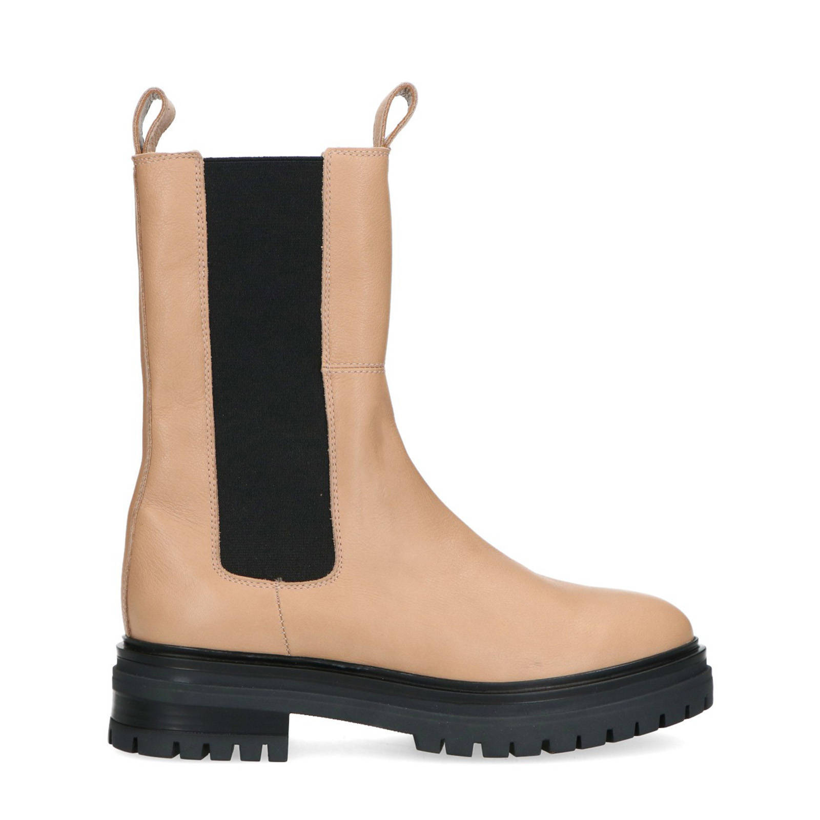 Manfield hoge leren chelsea boots beige | wehkamp