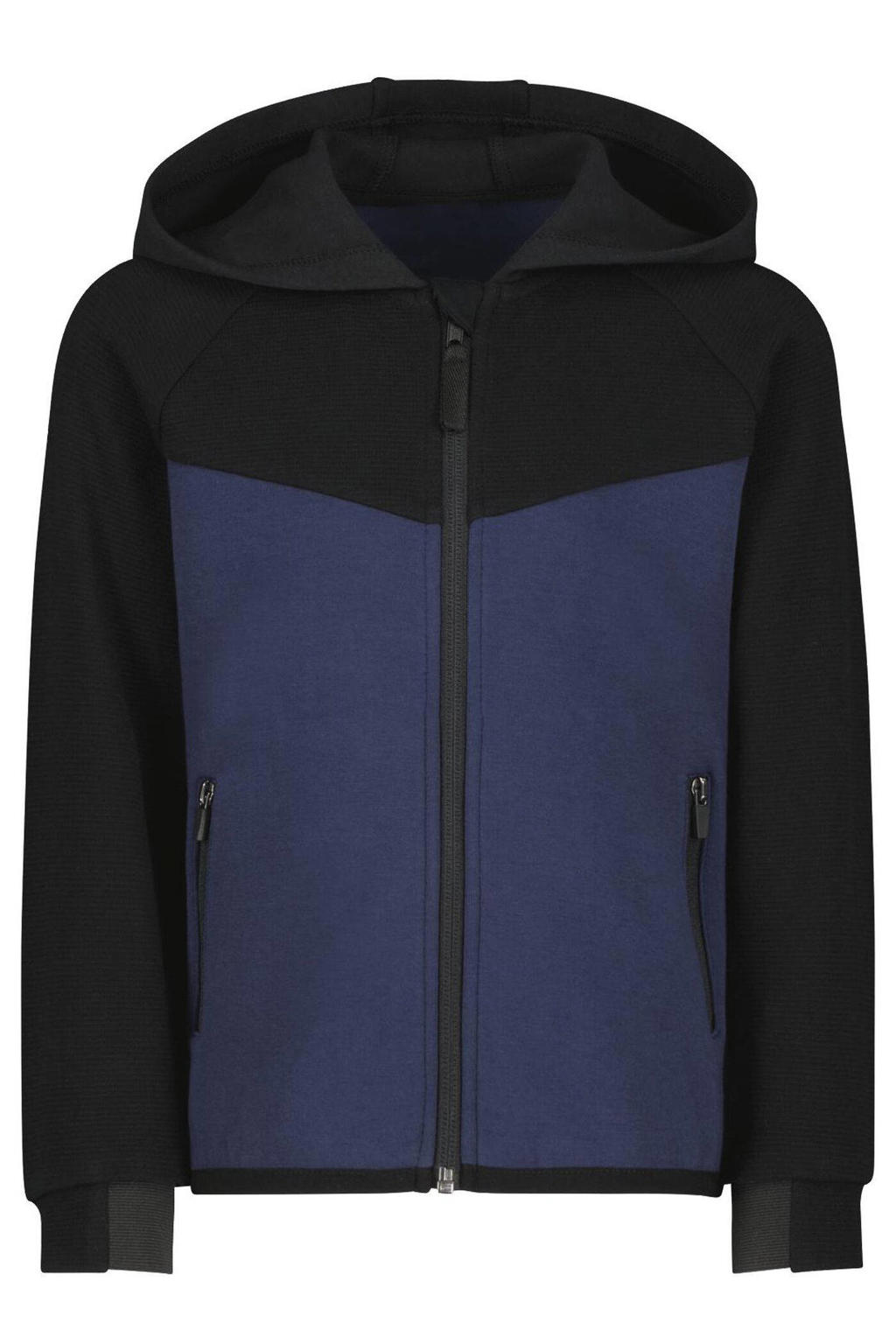 HEMA sweatvest Rano donkerblauw/zwart wehkamp