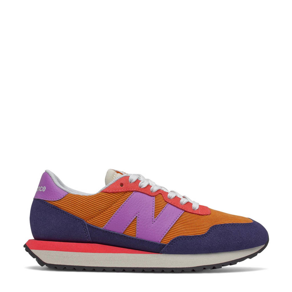 Donkerblauw, oranje en fuchsia dames New Balance 237 sneakers van mesh met veters
